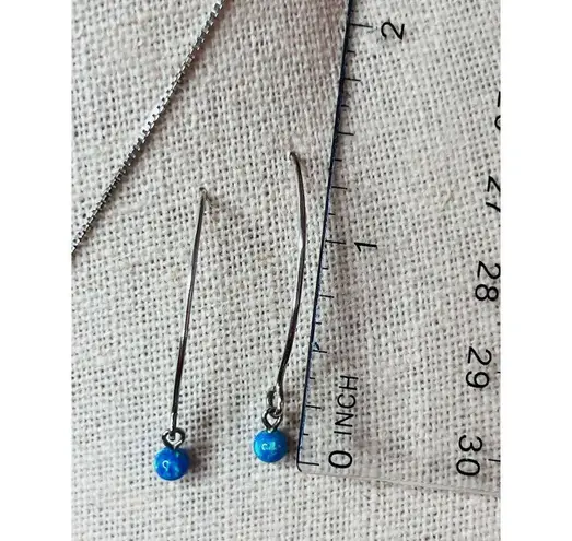 Silver 925 Simulated Fire Opal Snowflake 18" Necklace + Drop Earring Set Jewelry Silver