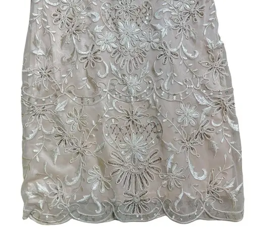 Sue Wong Nocturne Champagne Blush Embroidered Cocktail Dress Women’s US 4
