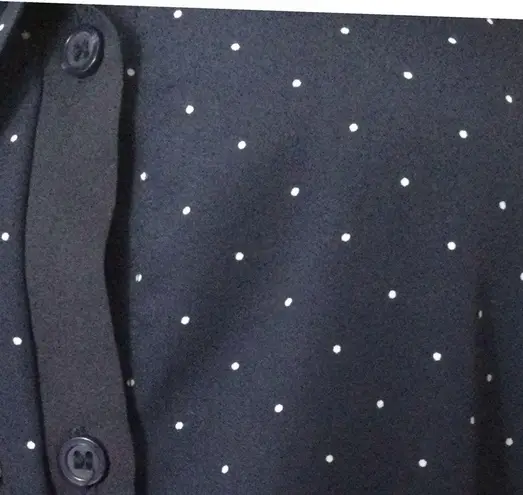 Maison Jules Mandarin Collar Blue & White Micro Polka Dot Shift Dress