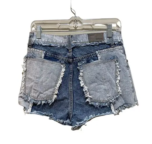 LF  Carmar Titania Spliced Frayed Denim Shorts High Waisted Blue Size 28