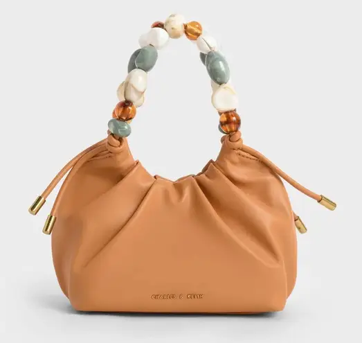 Charles and Keith Aviary Beaded Acrylic Handle Slouchy Bag