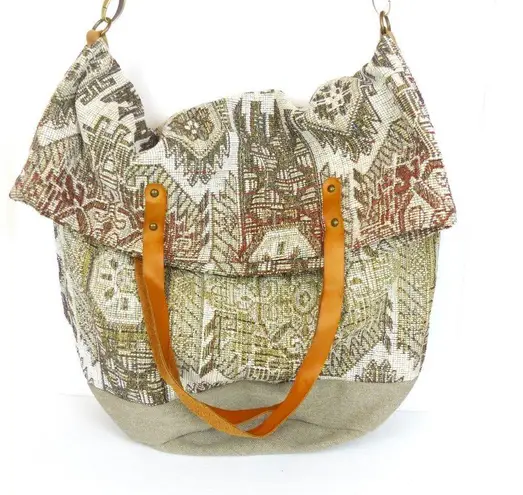 Tapestry Carpet Tote Bag Satchel Purse Faux Leather Large Tall Boho Ethnic