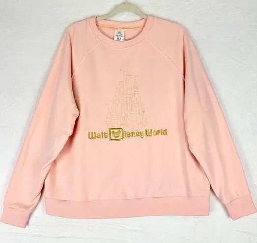 Disney Walt  World Cinderella Castle Embroidered Sweatshirt Size 1X Pink