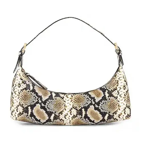 By Far Mara Leather Snakeskin Python Snake Print Shoulder Bag