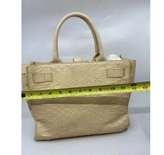 Furla Croc Embossed Beige Leather Handbag
