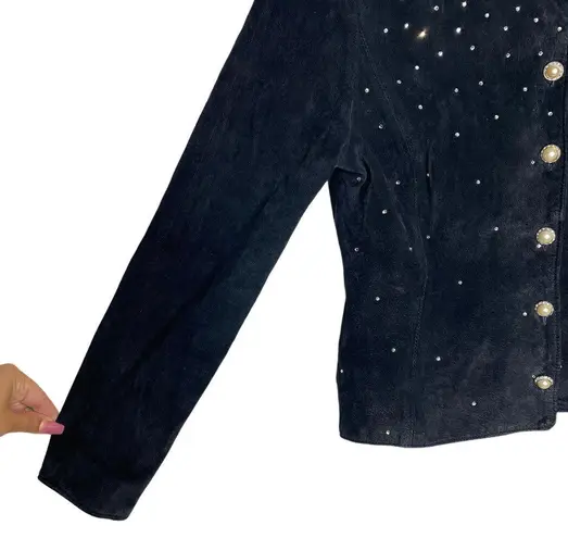 Vintage Positano Pelle Rhinestone Leather Jacket Size M