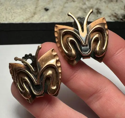 Signed Renoir Copper Butterfly Insect Clip On Clip