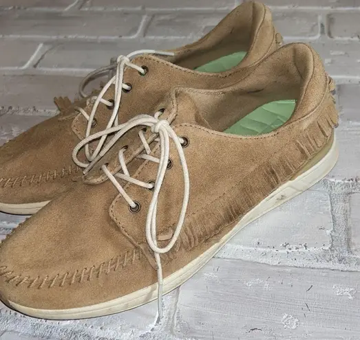 REEF  Rover tan suede fringe lace up sneakers