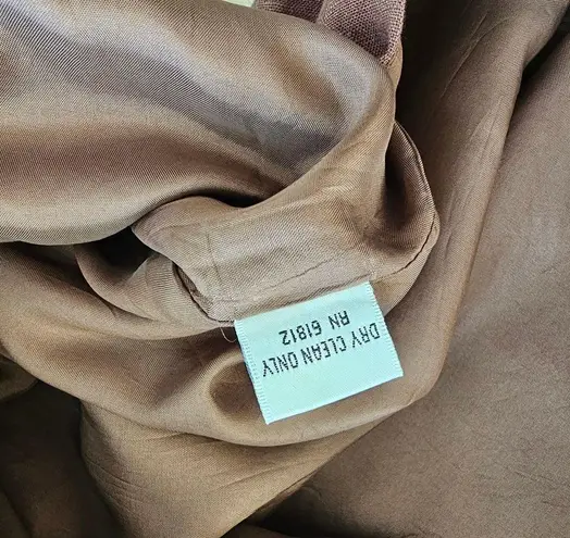 Yves Cossette Depeche Mode Vintage Brown Linen Embroidered Dress Size 10