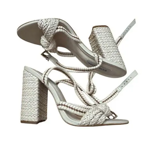 Steve Madden  White Braided Strap Heels - Image 3