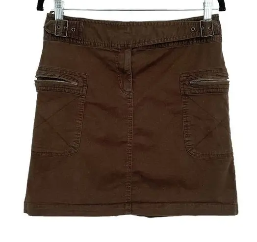 INC Vtg Y2K Cargo Zip Mini Skirt Sz Medium Dark Olive Green