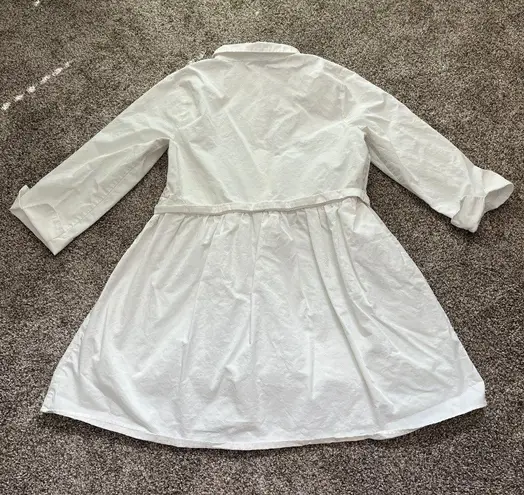 English Factory White Button Down Mini Dress Collar 3/4 Sleeves Size Medium