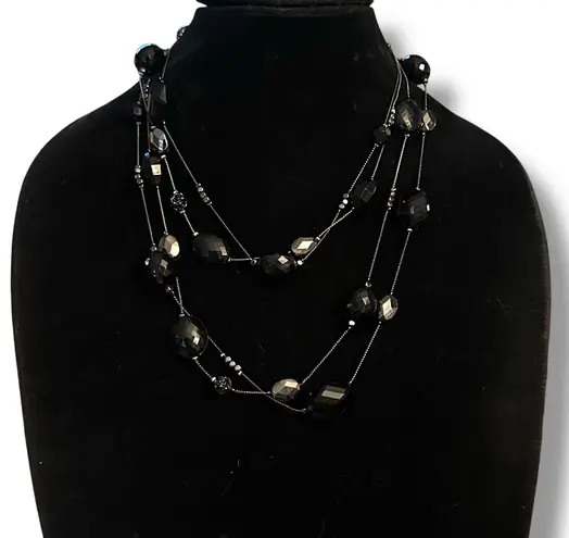 New York And Company long double strand stationed bead necklace