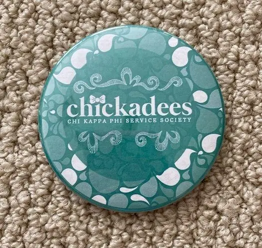 NEW Chickadees Button Pin Filigreed Teal Feminine Girly Cute Large 3” NWOT