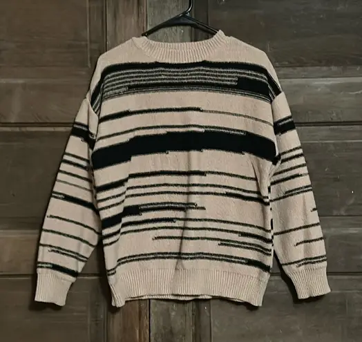 Simple by Suzanne Betro Women's Chunky Sweater Oversized S/M Tan‎ and Black Size M - Image 1