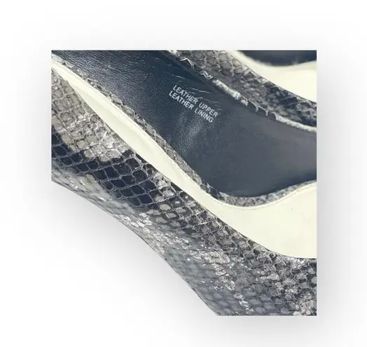 via spiga new Metallic Python Leather Peep Toe Heels Pumps Black Grey 8.5M