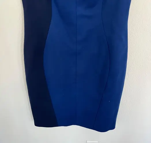 Tahari Kalona Midnight Navy Blue Colorblock Pointe Knit Sheath Dress Size 12