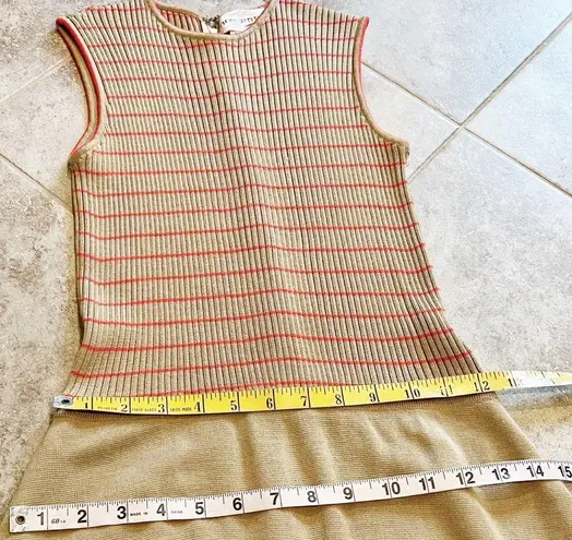 Howard Wolf Vintage Striped Sleeveless Knit Knee Length Dress Tan Orange Size 4