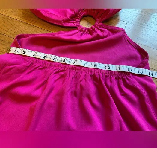 backless tiered maxi beach dress in fuchsia size S/M