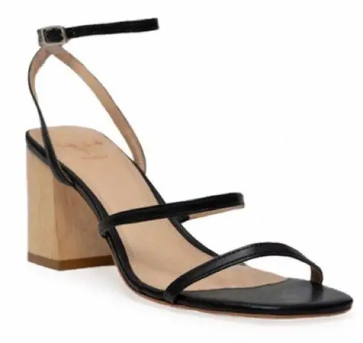 Black Suede Studio Verana Ankle Strap Sandal in Black Leather Sz7.5 retail $350 Size 7.5