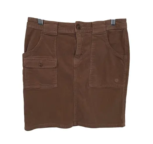 Y2K Gramicci Corduroy Cargo Mini Skirt Brown Utility Pockets Plaid Lined Size 4