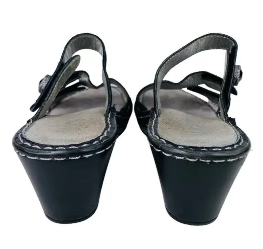 Alegria Loti Sandals 37 Black Leather Sparkle Wedge Lot 699