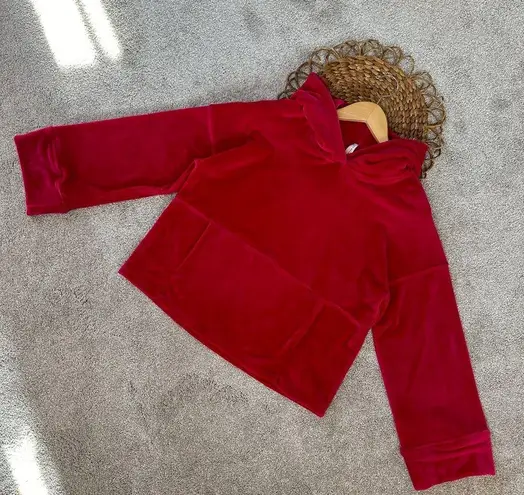 Free People  Movement Cherry Hoodie Plush Velour Pullover Sweater Oversized