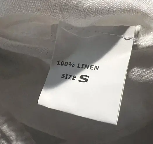 Lina Tomei Italy Womens Linen Top Size S White Short Roll Tab Sleeves Pleated