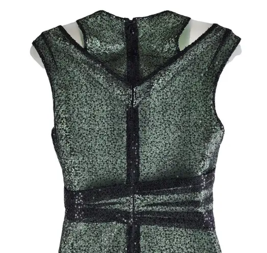 Reiss NEW Tali Sparkle Wrap Bodycon Dress Sequins Green SIze 8