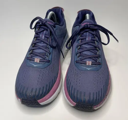 Hoka Womens Clifton 5 Purple Lace Up Athletic Sneakers