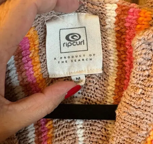 Ripndip Rip Curl Women Striped Knit Hoodie Pullover Kangaroo Pocket Boho Cottagecore M