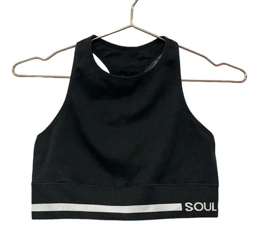 SoulCycle black longline ribbed sports bra. Size large.
