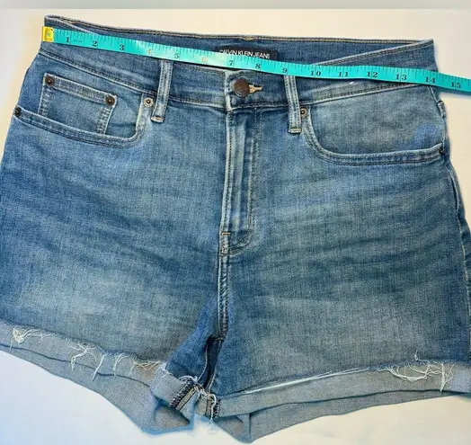 Calvin Klein  Womens High Rise Cuffed Denim Shorts Blue Size 28