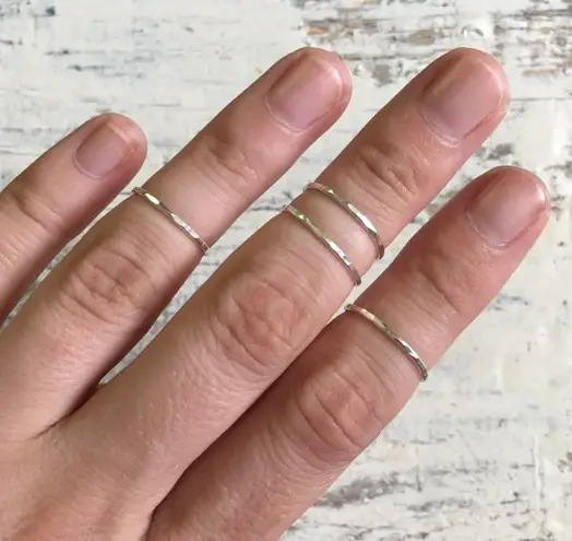 Handmade set of sterling silver midi rings