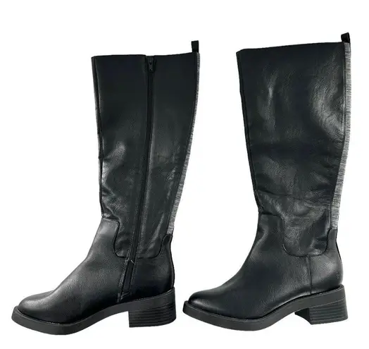 Life Stride NEW Black Faux Leather Low Heel Riding Boots Size 5.5