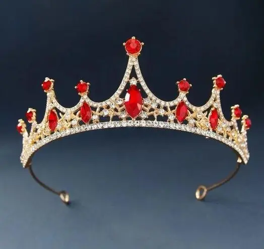 🆕Red Crystal Rhinestone Tiara Crown Red