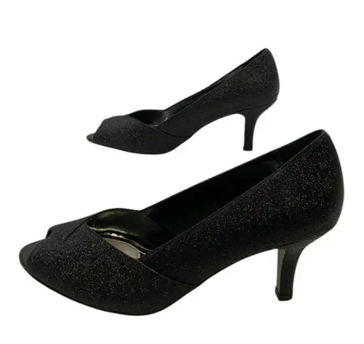 Easy Street Ravish Peep Toe Pump Black Glitter US Women's 10M