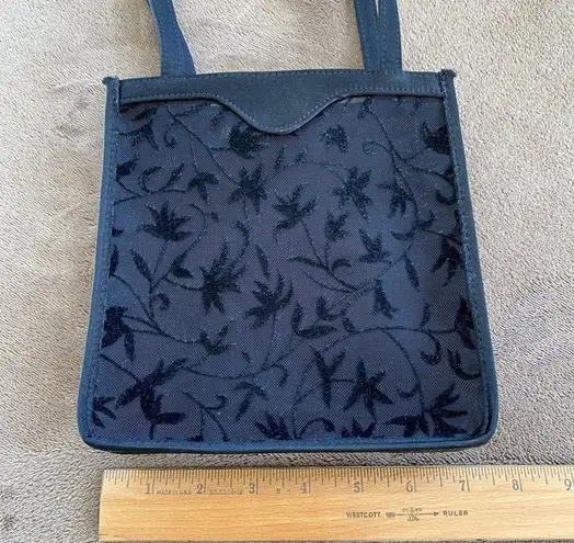 Black Velvet Burnout Evening Bag with Satin Insert