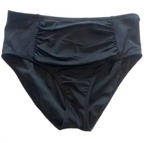 NWT! Sonnet Shores Shirred Front Women's High Waist Bikini Swimsuit Bottoms Sz 8 Black