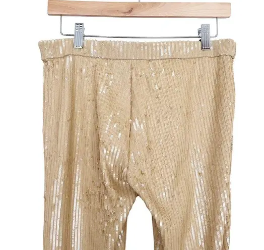 Retrofête Retrofete Julien Tan Sequin Flare Leg Pants Sz M