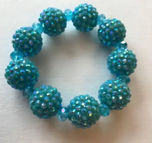Blue Beaded Stretch Bracelet Retro Disco Trendy