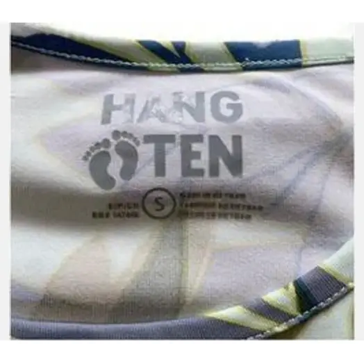 Hang Ten Awesome Sz S Rash Guard Top Blues Greens Palm Print Swimwear