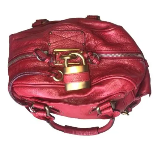 Chloé CHLOE Paddington Red Leather Lock Bag Comes with: Padlock, Key, COA, Dust Bag