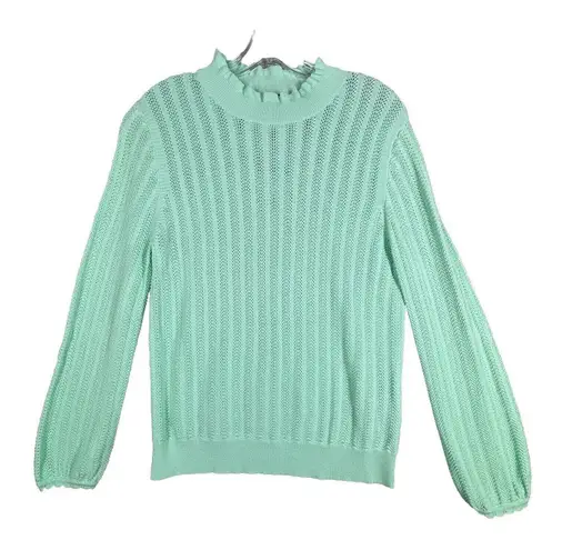 J. Crew Sweater Womens Medium Green Open Knit Fairy Bohemian Preppy Feminine