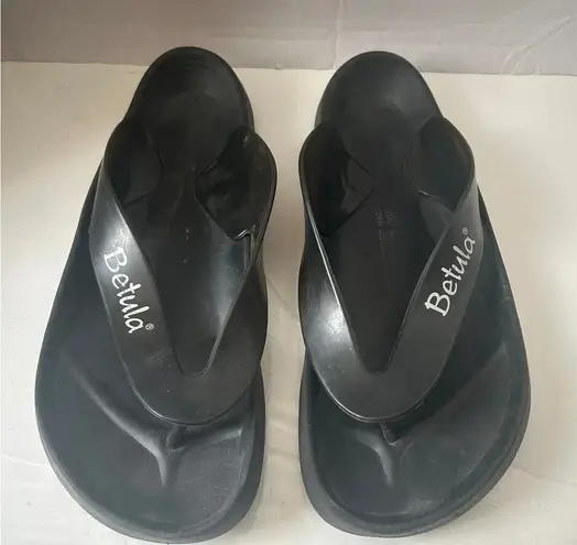 Birkenstock Betula Fussbett Sandals Thong Flip Flops Black Size 12