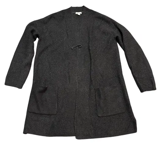 J Jill Women's Gray Long Cardigan Sweater Pinned XS with Pockets