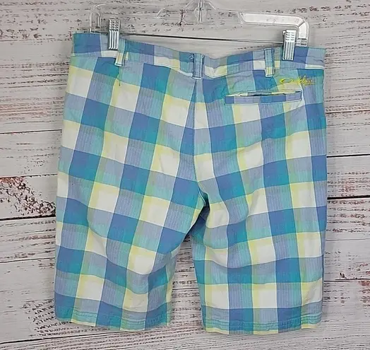 Oakley  Blue White Yellow Plaid Low Rise Bermuda Women's Shorts Size Junior's 11