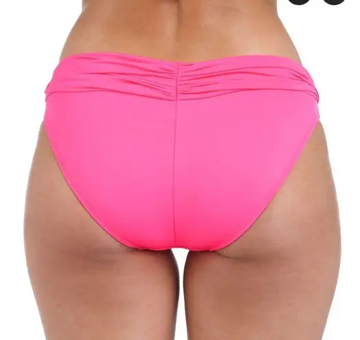 La Blanca Island Goddess Shirred Band Hipster Bottom - Bright Pink nwt