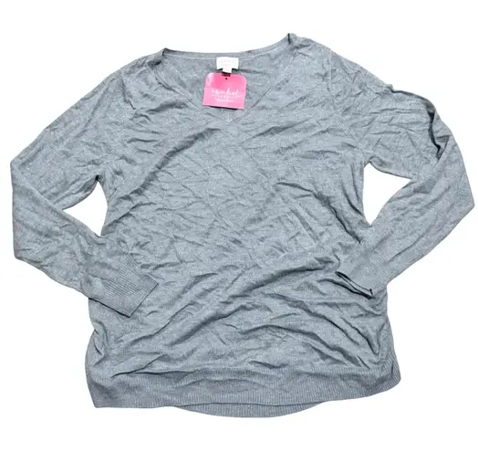 Ingrid & Isabel Maternity Gray Long Sleeve Ruched Sweater Top Shirt Womens XXL