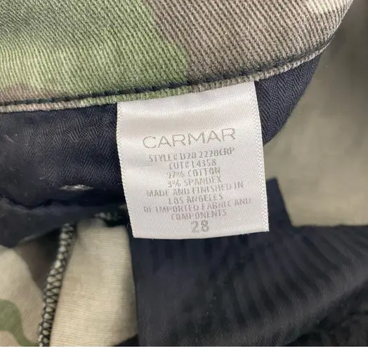 Carmar X LF Camo Camouflage Cropped Raw Frayed Hem Denim Jeans Green Size 28
